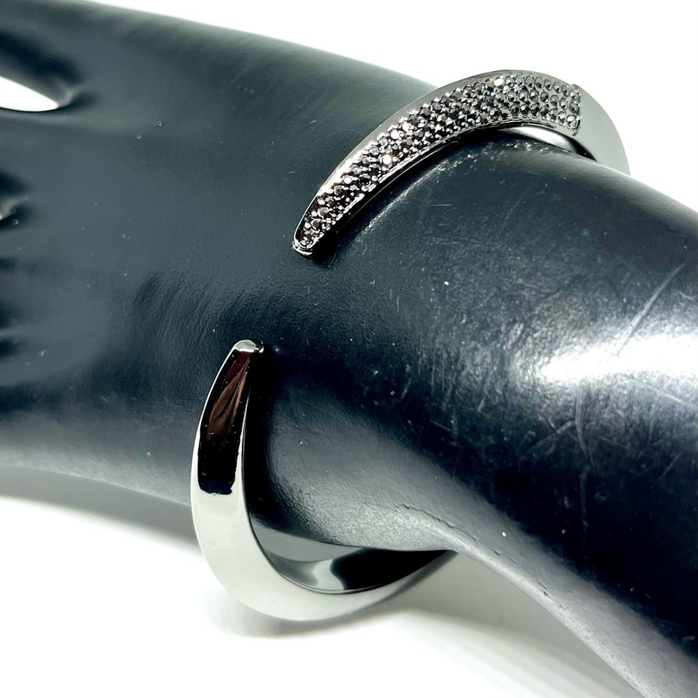 Gunmetal Rhinestone Open Cuff Bracelet